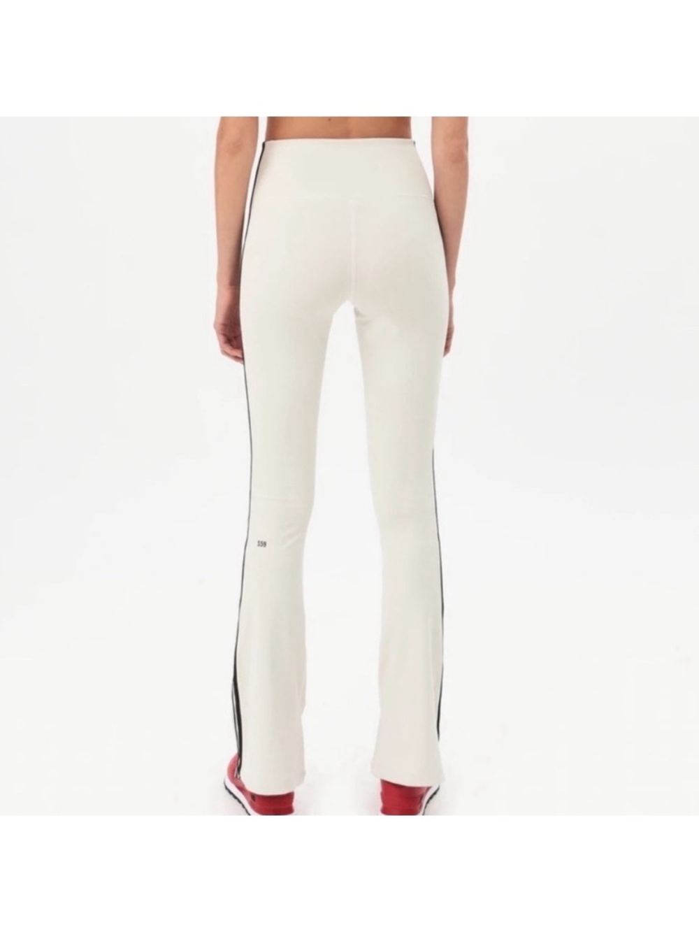 Splits59 White High-Rise Flare Pants with Black Side Stripe - Picture 3 of 7